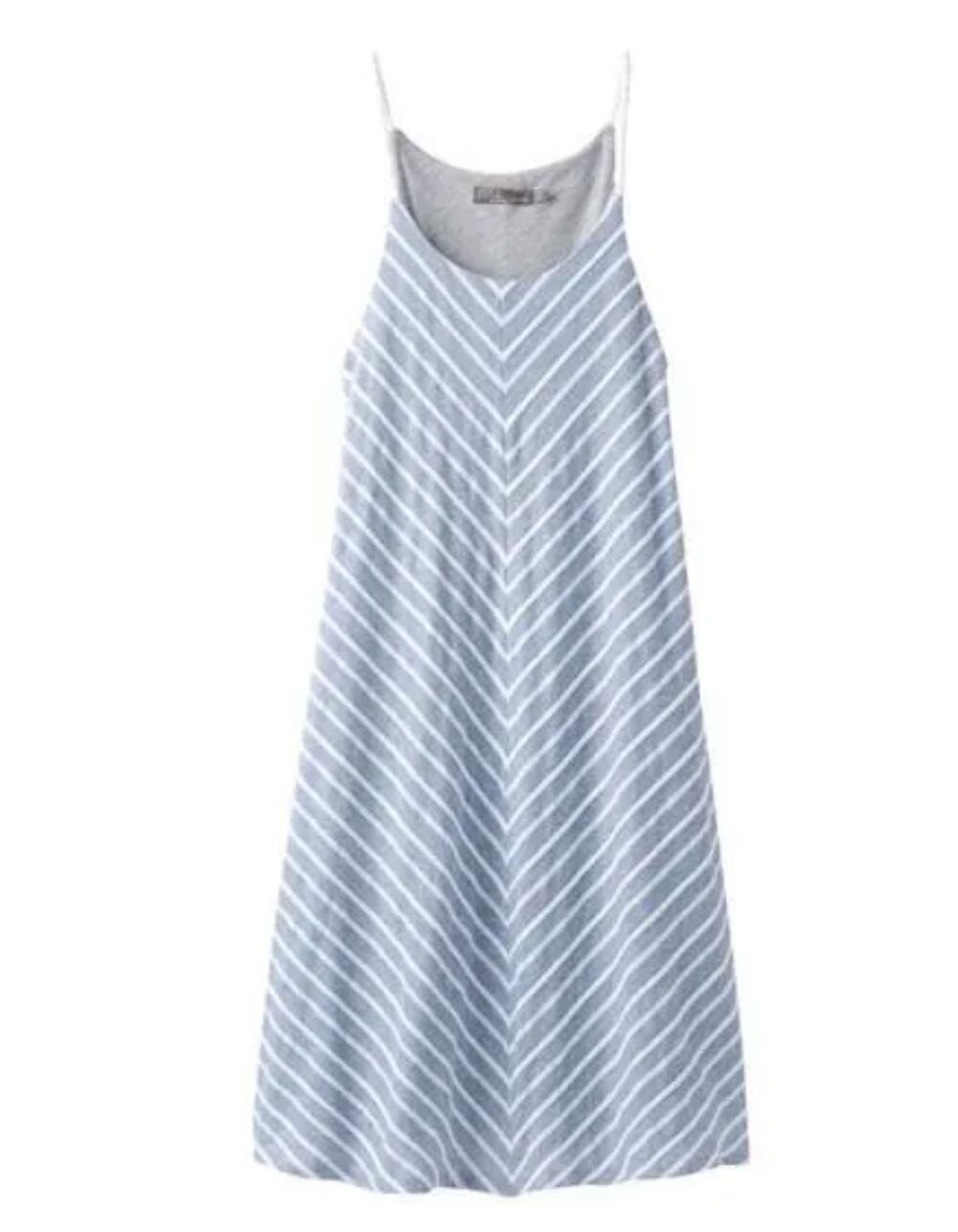 PrAna Seacoast Dress in Sunbleached Blue‎ Rope Straps Coastal Beach Mini sz M